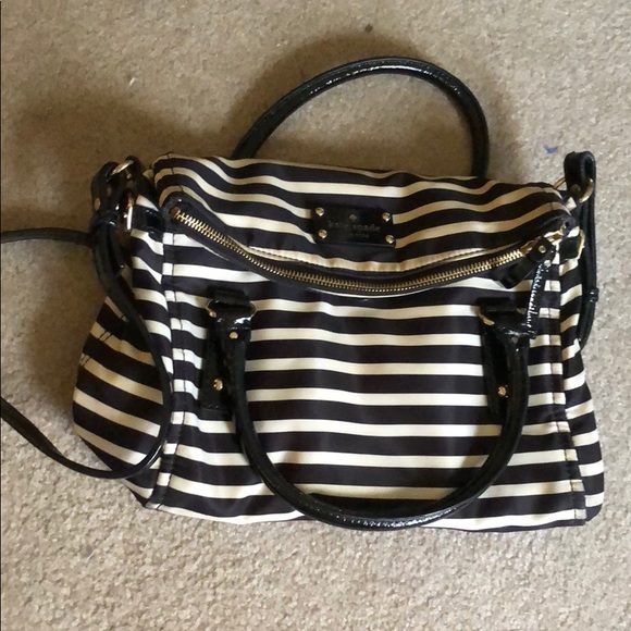black and white striped crossbody bag